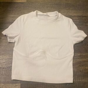 [boutique] ribbed white t shirt with bust detailing #2